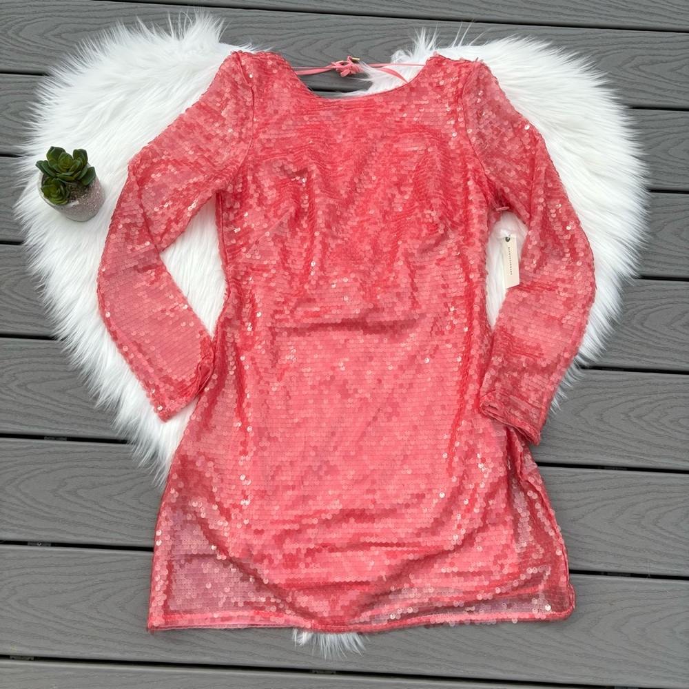 Anthropologie Sequin Drop Back Dress